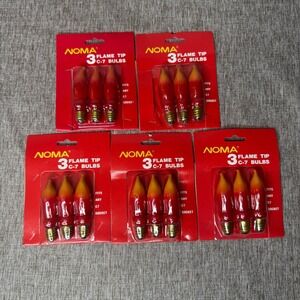 Noma Vintage Flame Tip C-7 Christmas Light Bulbs Red 15 Count 5 Packs NIP